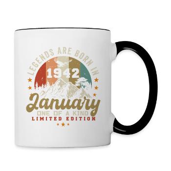 Janvier Vintage 1942 - 82e cadeau d’anniversaire - Mug contrasté - blanc/noir - Droite