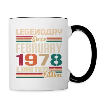 Februar 1978 Geburtstagsgeschenk Februar 1978 - Tasse zweifarbig - Weiß/Schwarz - Rechts