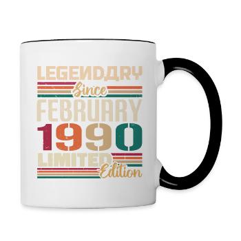 Cadeau d'anniversaire de février 1990 Février 1990 - Mug contrasté - blanc/noir - Droite