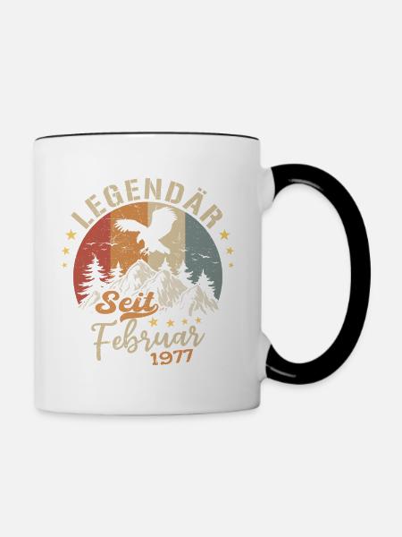 Legendär seit Februar 1977 Geburtstag 1977 - Tasse zweifarbig - Weiß/Schwarz