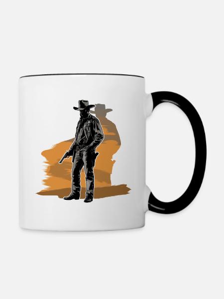 Westernschießen Cowboy - Tasse zweifarbig - Weiß/Schwarz