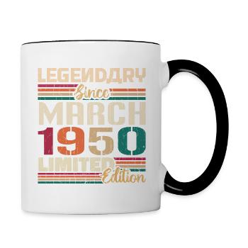 Mars 1950 ' s Vintage né Vintage anniversaire - Mug contrasté - blanc/noir - Droite