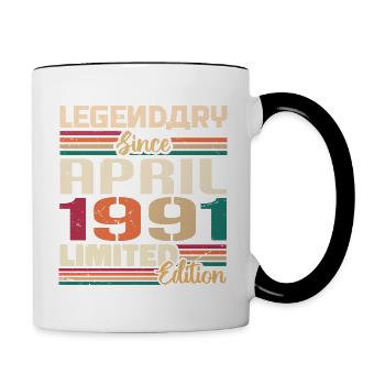 Les légendes naissent en avril 1991 - 1991 - Mug contrasté - blanc/noir - Droite