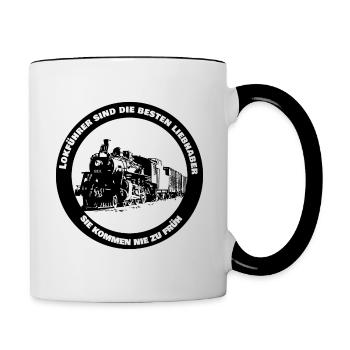 Lokführer Eisenbahner lustiger Spruch Liebhaber - Tasse zweifarbig - Weiß/Schwarz - Rechts
