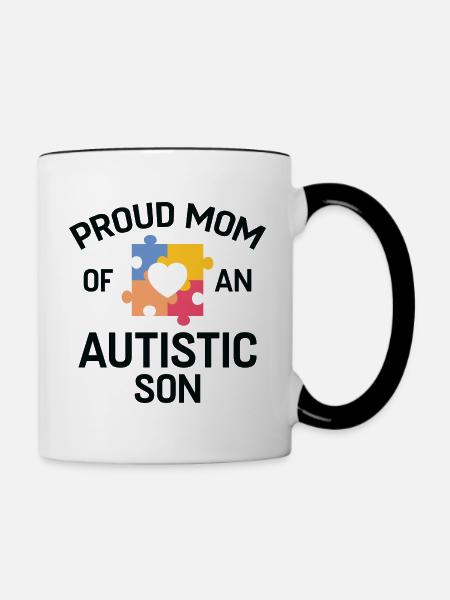 Stolze Mutter eines autistischen Sohnes - Tasse zweifarbig - Weiß/Schwarz