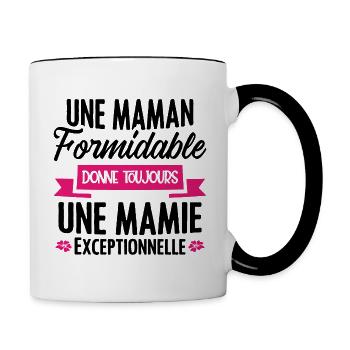 Une maman formidable donne toujours une mamie - Mug contrasté - blanc/noir - Droite
