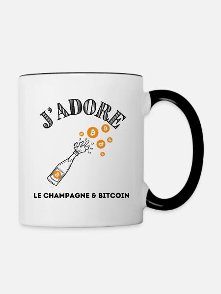 Bitcoin-Blockchain - Tasse zweifarbig - Weiß/Schwarz
