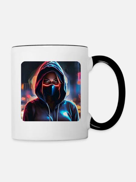 Cooles Cyberpunk Girl - Tasse zweifarbig - Weiß/Schwarz