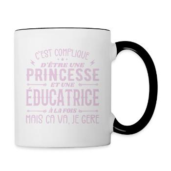 Es ist schwer, eine Prinzessin und eine Erzieherin zu sein - Tasse zweifarbig - Weiß/Schwarz - Rechts