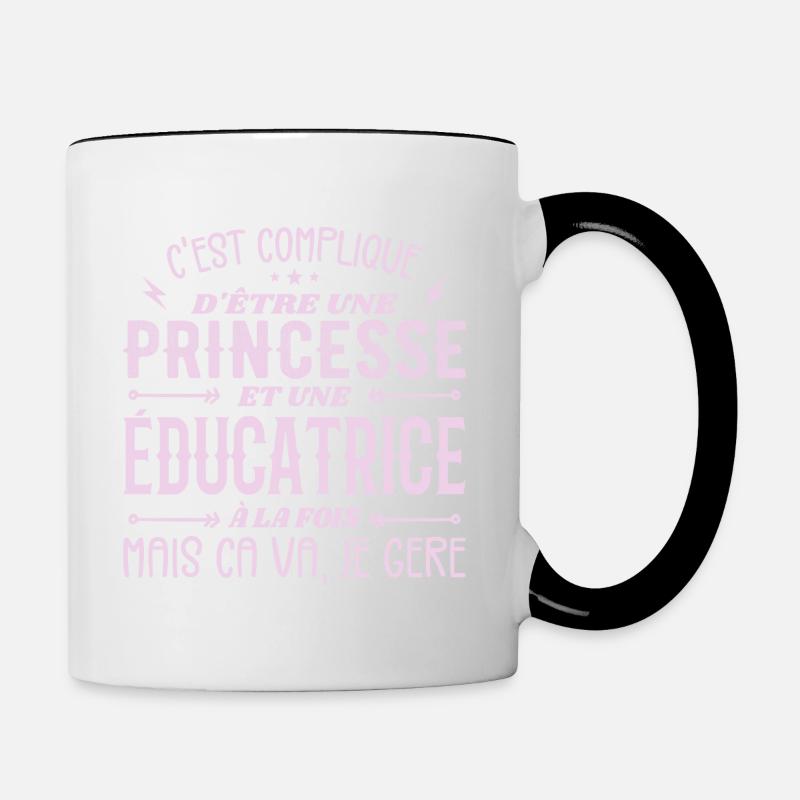 C'est Compliqué d etre Princesse et Éducatrice - Mug contrasté - blanc/noir