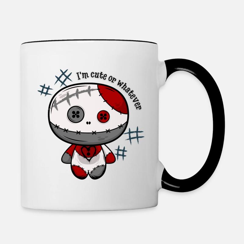 Magic doll "I'm cute or whatever" - Contrasting Mug - white/black