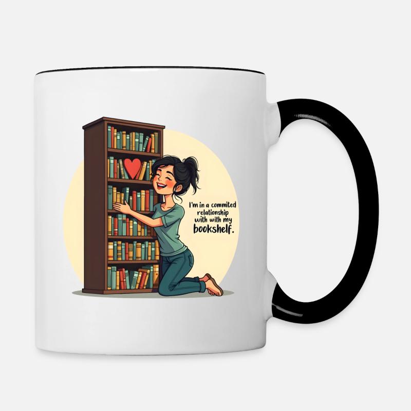 Rat de bibliothèque rat de bibliothèque sur une étagère - Mug contrasté - blanc/noir