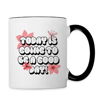 Aujourd’hui est un beau jour - Bonne journée - Femmes - Mug contrasté - blanc/noir - Droite