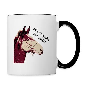 Mules make me smile - Tasse zweifarbig - Weiß/Schwarz - Rechts
