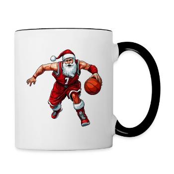Joueurs de basket-ball de Noël - Mug contrasté - blanc/noir - Droite