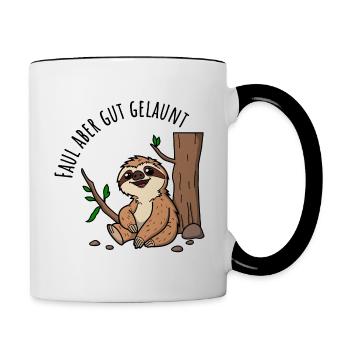 Relaxed Sloth - Lazy but in a good mood - Contrasting Mug - white/black - Right