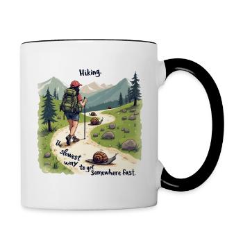 Wandern In Den Bergen Lustiges Shirt Für Wanderer - Tasse zweifarbig - Weiß/Schwarz - Rechts