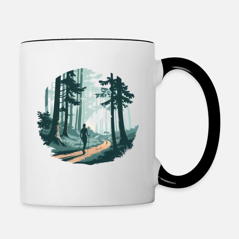 Nordic Walking is My Therapy – Running Forest Nature - Contrasting Mug - white/black
