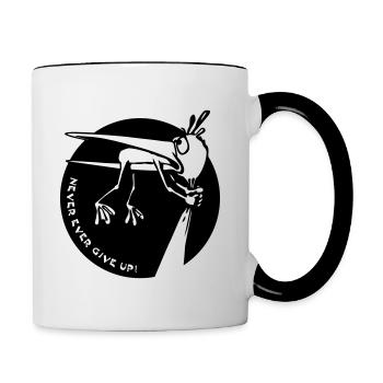 Never ever give up! - Tasse zweifarbig - Weiß/Schwarz - Rechts