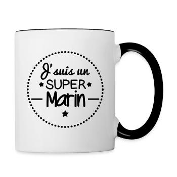 Super marin, cadeau marin - Mug contrasté - blanc/noir - Droite