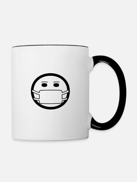 Maske und Mundschutz - Tasse zweifarbig - Weiß/Schwarz