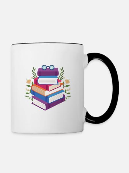 Geschenk Bücher lesen Das Buch - Tasse zweifarbig - Weiß/Schwarz