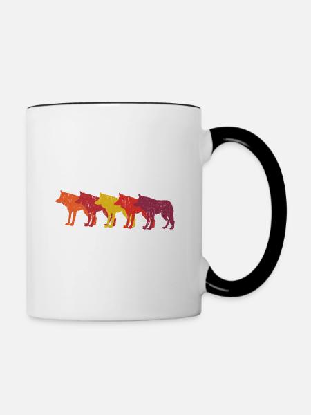 Wölfe Retro - Tasse zweifarbig - Weiß/Schwarz