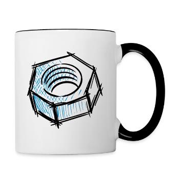 Écrou à vis, vis, outil - Mug contrasté - blanc/noir - Droite