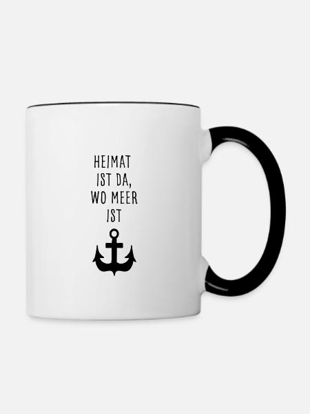 Heimat ist da, wo Meer ist - Tasse zweifarbig - Weiß/Schwarz