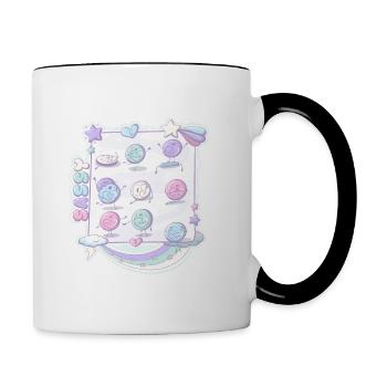Süße freche Liebesherzen im Kawaii-Stil - Tasse zweifarbig - Weiß/Schwarz - Rechts