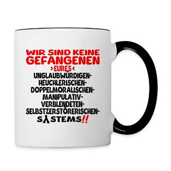 Wir sind keine Gefangenen - Tasse zweifarbig - Weiß/Schwarz - Rechts