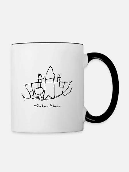Arche Noah Kinderzeichung - Tasse zweifarbig - Weiß/Schwarz