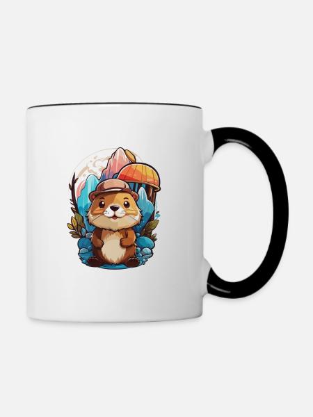 Biber Niedlich Bunt - Tasse zweifarbig - Weiß/Schwarz