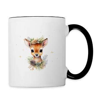 Rehkitz | Weihnachtskollektion - Tasse zweifarbig - Weiß/Schwarz - Rechts