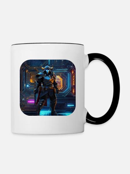Cooler Cyberspace Krieger - Tasse zweifarbig - Weiß/Schwarz
