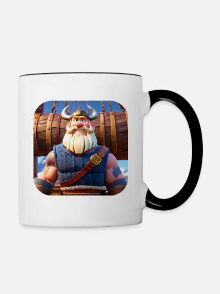 Niedliches Wikinger im Comic Style - Tasse zweifarbig - Weiß/Schwarz