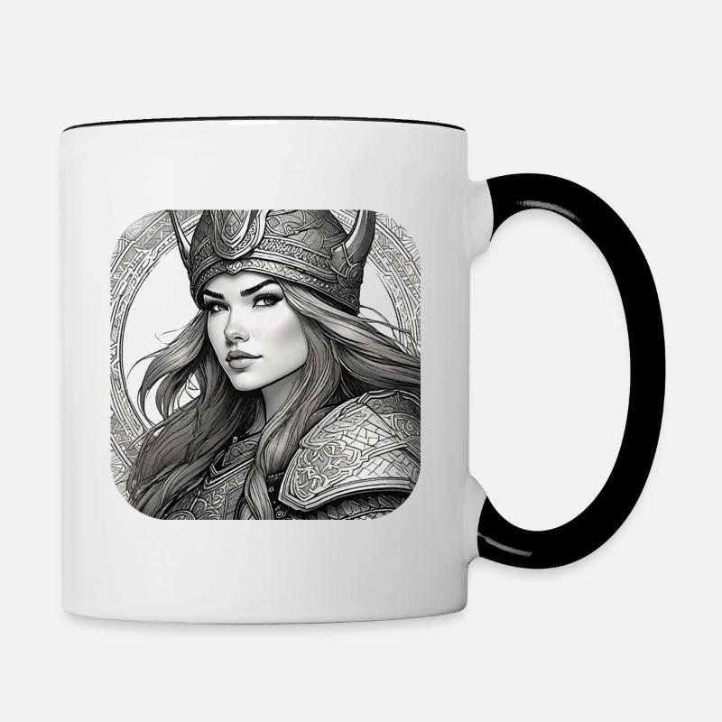 Fière Viking Germanin Shieldmaiden - Mug contrasté - blanc/noir