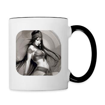 Mystische orientalische Bauchtänzerin - Tasse zweifarbig - Weiß/Schwarz - Rechts