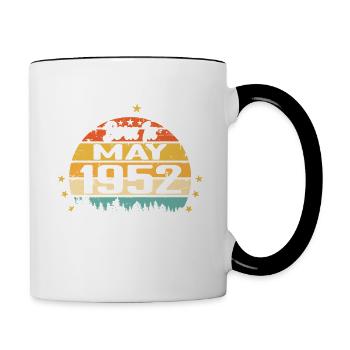 Mai 1952 Geburtstagsgeschenk geboren im Mai 1952 - Tasse zweifarbig - Weiß/Schwarz - Rechts