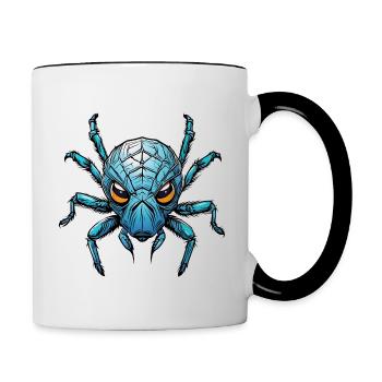 Eine beeindruckende blaue Spinne - Tasse zweifarbig - Weiß/Schwarz - Rechts