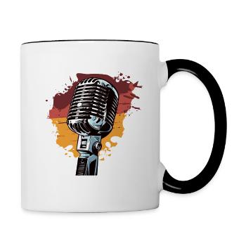 Mikrofon retro vintage sänger - Tasse zweifarbig - Weiß/Schwarz - Rechts