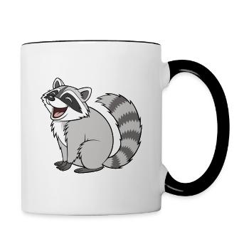 Laughing Raccoon – Cute Cartoon Animal for Real - Contrasting Mug - white/black - Right