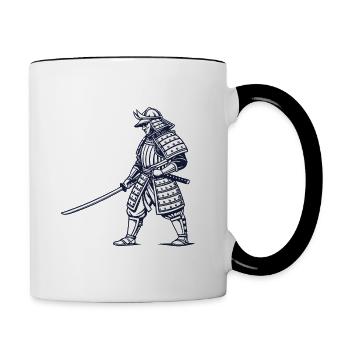 Guerrier Samouraï – Honneur, Discipline et Force - Mug contrasté - blanc/noir - Droite