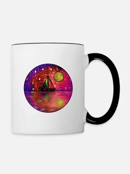 Kosmische Segelszene - Tasse zweifarbig - Weiß/Schwarz