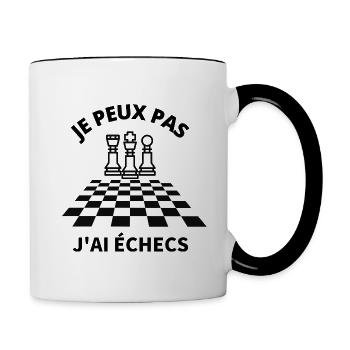 je peux pas j'ai echecs humour cadeau père - Mug contrasté - blanc/noir - Droite