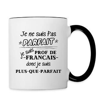 Professeur de Francais humour cadeau - Mug contrasté - blanc/noir - Droite