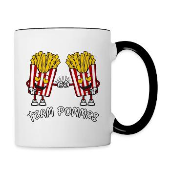Lustige Pommes Frites Tüten Fritten Team Pommes - Tasse zweifarbig - Weiß/Schwarz - Rechts