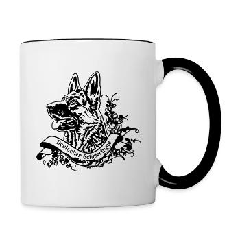 Berger allemand sur la bannière rétro n ° 2 - Mug contrasté - blanc/noir - Droite