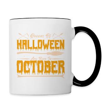 Halloween queens were born in October - Contrasting Mug - white/black - Right
