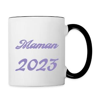 Annonce grossesse. bientôt Maman Juillet 2023.mama - Mug contrasté - blanc/noir - Droite